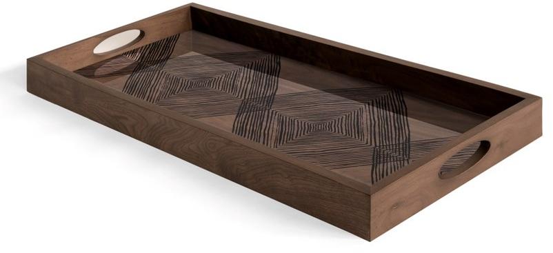 Ethnicraft Прямоугольный поднос из дерева и стекла Linear flow 20915 - Вид №1