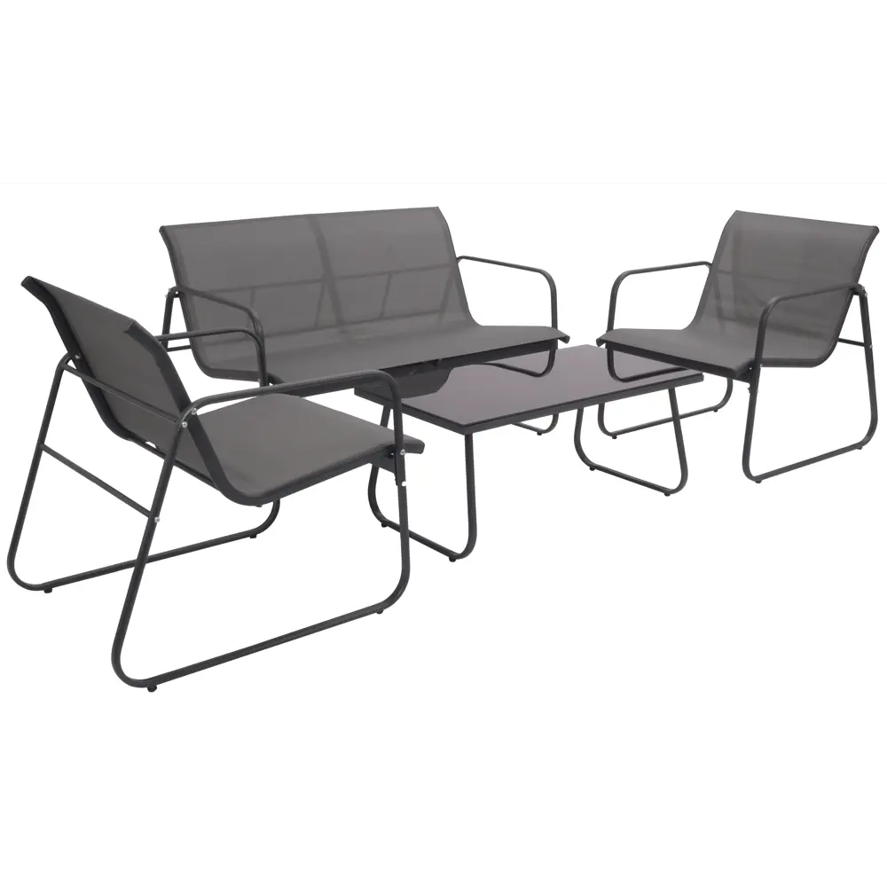 Набор садовой мебели для отдыха BEGINIA Lama Сталь Стол, диван, кресло 2 шт Черный STLM-2183634 - Вид №6