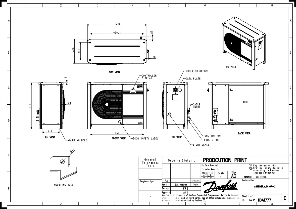 Danfoss OP-MPXM — компрессорно-конденсаторный агрегат OP-MPXM046MLP00G Агрегат компр.-конд. 114X4281  - Вид №15
