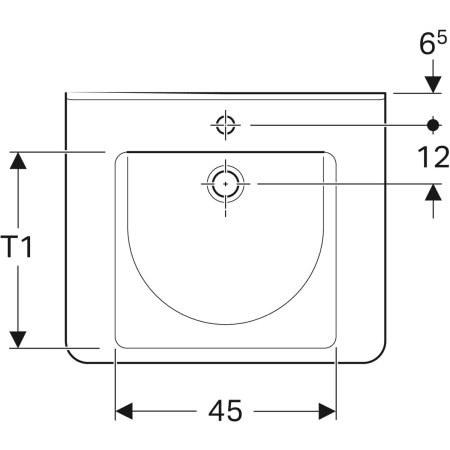 128660000 Раковина Geberit Renova Comfort Square, безбарьерная Geberit  - Вид №2