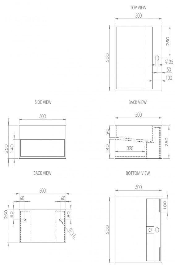 Прямоугольный подвесной умывальник из смолы LUSSO Ethos ARCH-00060965 - Вид №11