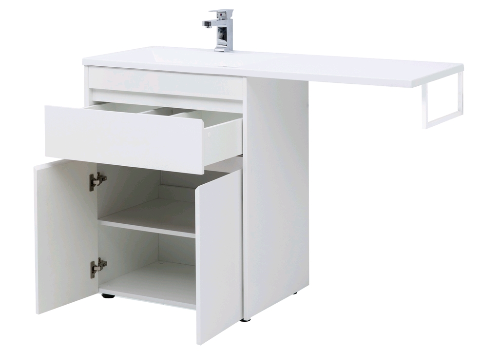 Тумба с раковиной Aquanet Токио 130 L белый (напольная, 1 ящик, 2 дверцы) 0023774600235501 - Вид №12