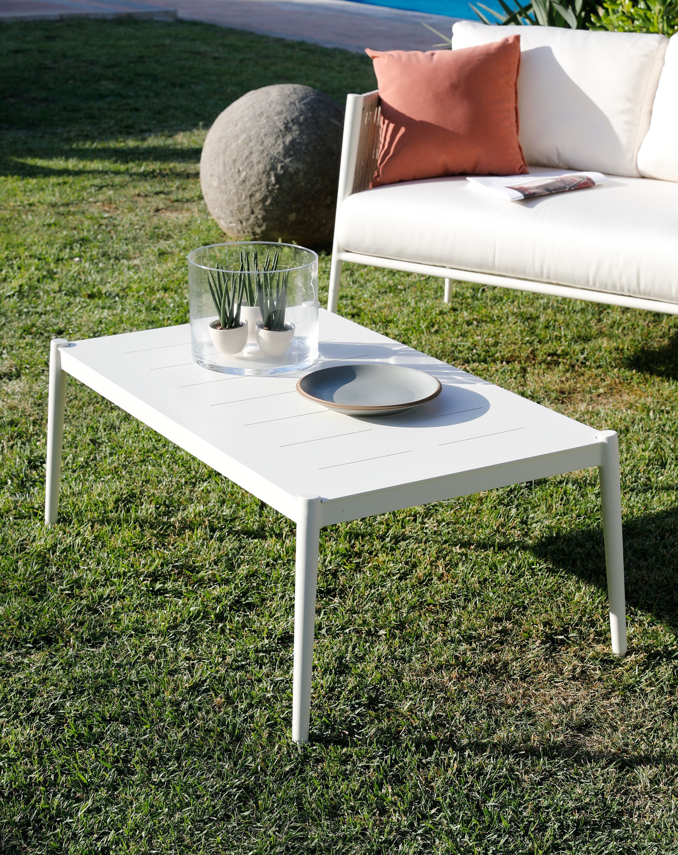 Алюминиевый прямоугольный низкий садовый столик Unopiù свет ARCH-00076201 - Вид №1