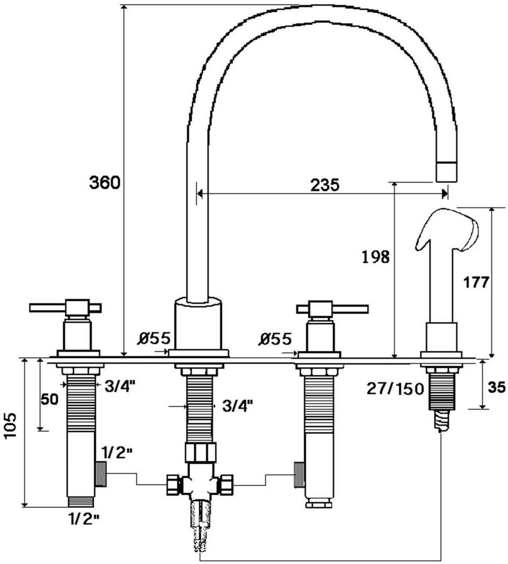 rvb Смеситель для кухни, устанавливаемой на столешнице, с вытяжным душем Dynamic 4027.11.28 - Вид №1