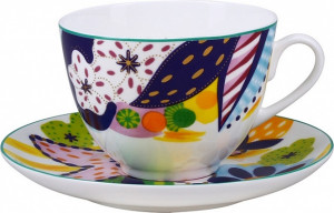 10618951 Императорский фарфоровый завод Чашка с блюдцем "Букет для Юлии" "Весенняя-2" Фарфор костяной