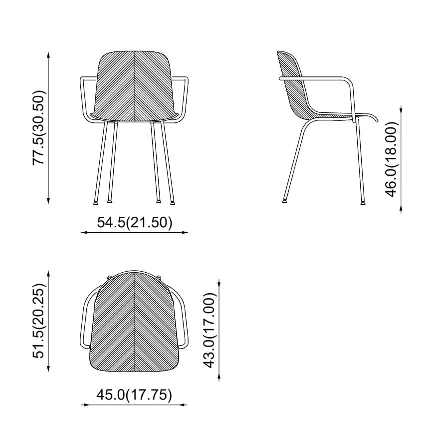 Стул из стали и дерева PIAVAL Herringbone-Contract ARCH-00056875 - Вид №7