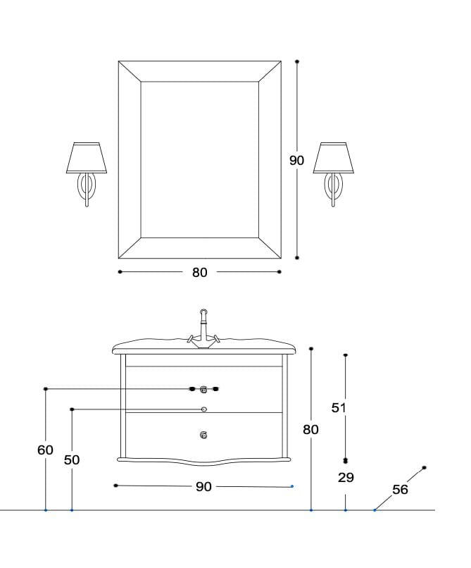 Подвесной умывальник с ящиками Gaia Mobili Classic ARCH-00057642 - Вид №2