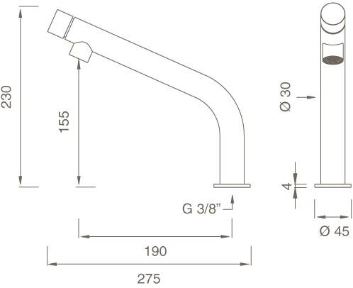 Ceadesign Кухонный смеситель однорычажный из нержавеющей стали Gastone Gas 24 - Вид №1