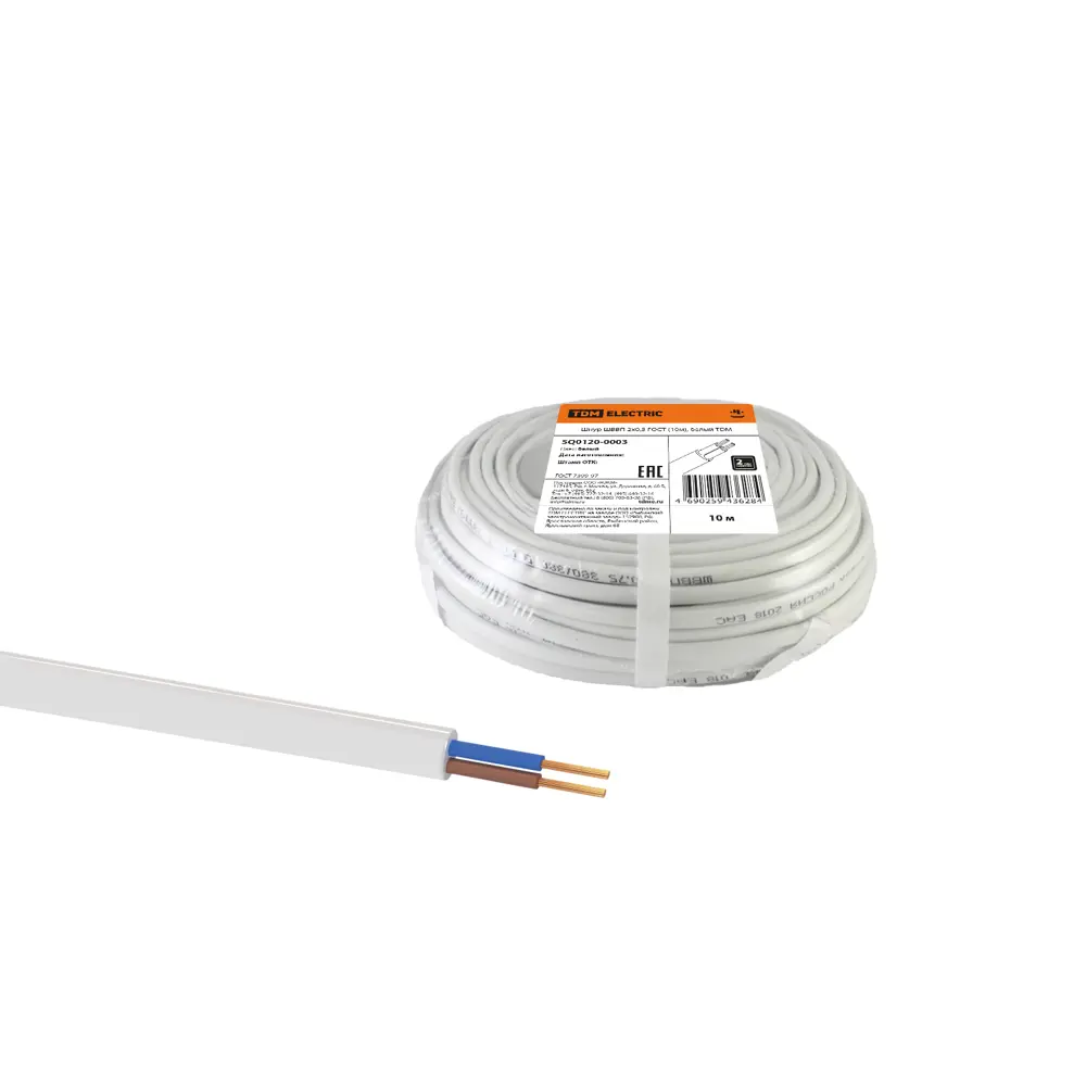 Провод Tdm Electric ШВВП 2x0.5 10 м ГОСТ цвет белый STLM-2049831 - Вид №2