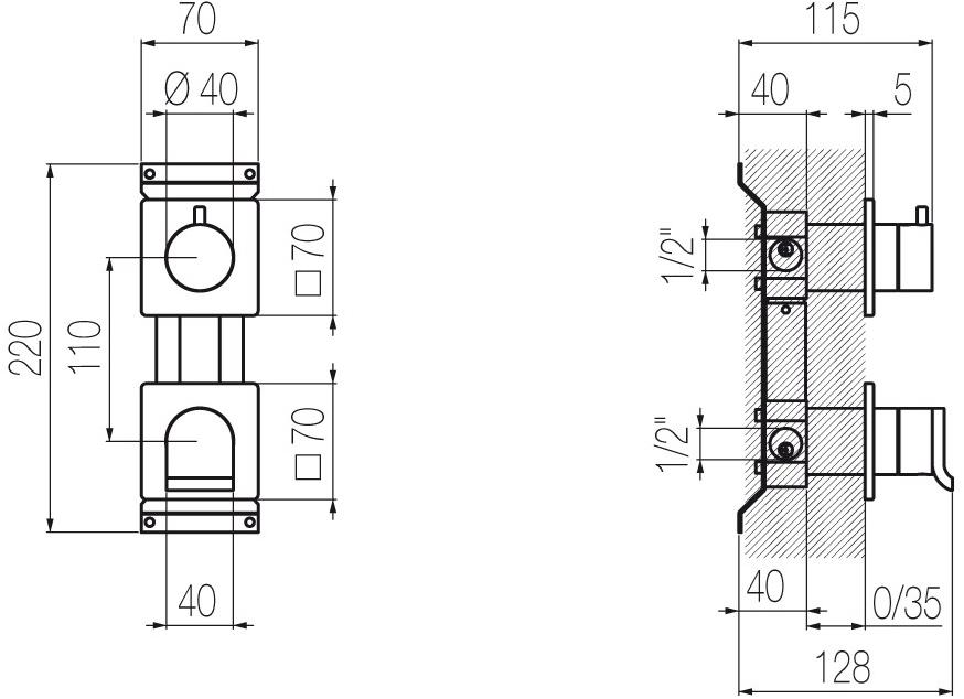 Radomonte Смеситель для душа из нержавеющей стали с переключателем Okami Okm9 - Вид №1