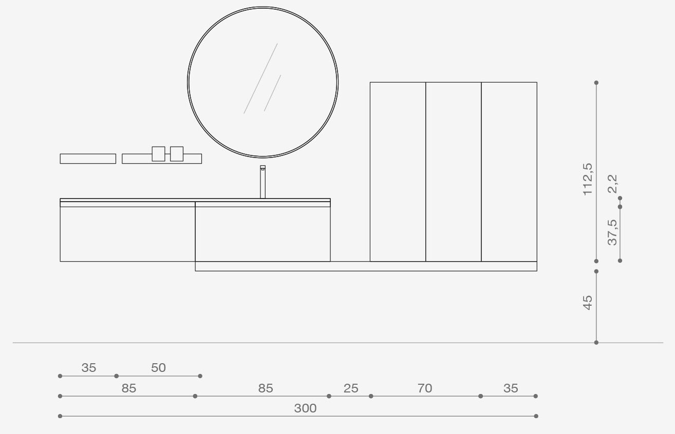 Подвесной шкаф с одной раковиной со встроенной раковиной ARCOM Rail ARCH-00118355 - Вид №4