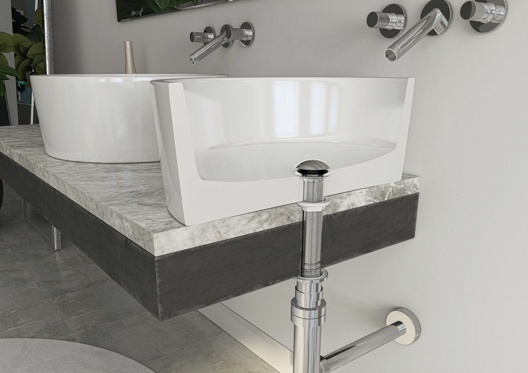 Раковина из АБС-пластика для умывальника и биде Bonomini Royal ARCH-00106105 - Вид №2