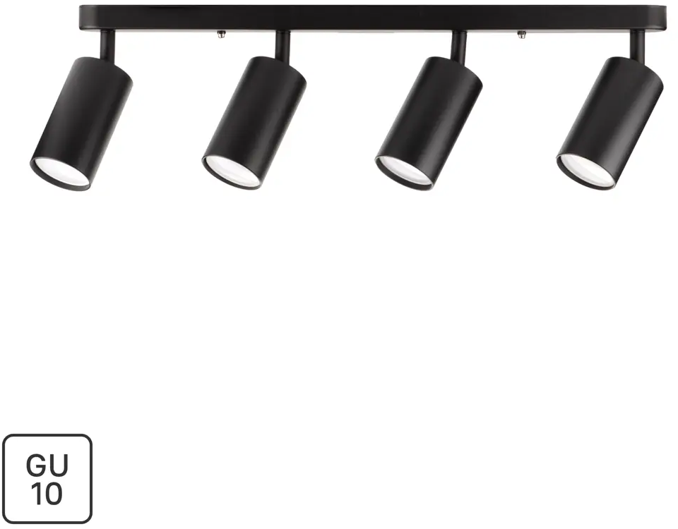 Поворотный спот RITTER Arton на 4 лампы GU10 в чёрном исполнении 83979307
