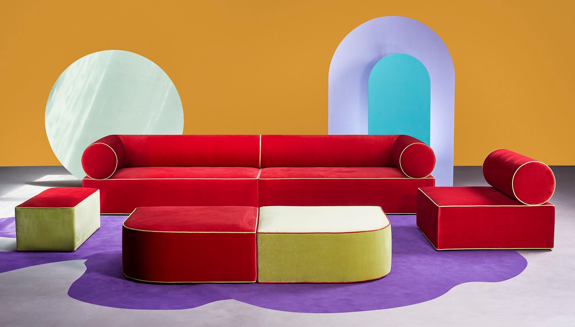 Прямоугольный пуф из ткани Paolo Nesi Graphius ARCH-00016548 - Вид №1