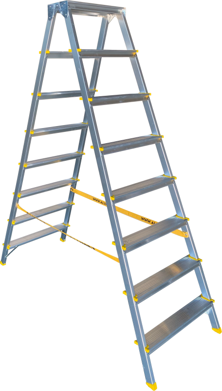 Стремянка алюминиевая двухсторонняя с анодированным покрытием Premium APD 9208 ALUMET 