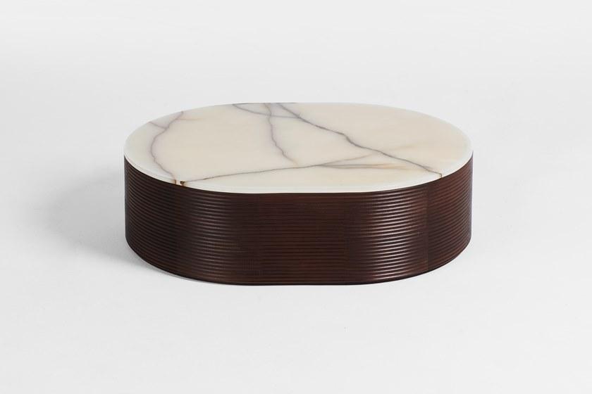 Milla & Milli Овальный журнальный столик из массива дерева с мраморной столешницей Waves sun-id-1390125 - Вид №2