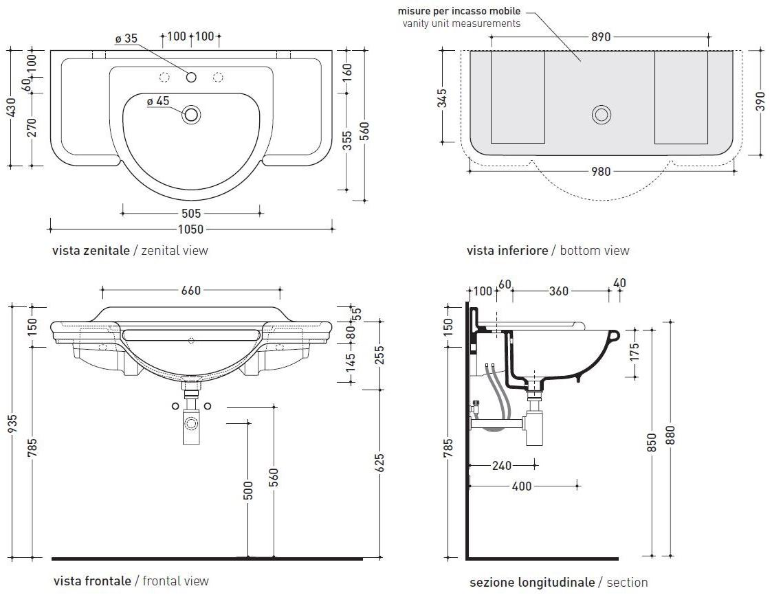 3050 Напольная раковина стоящая овальная Ceramica Flaminia Fidia - Вид №1
