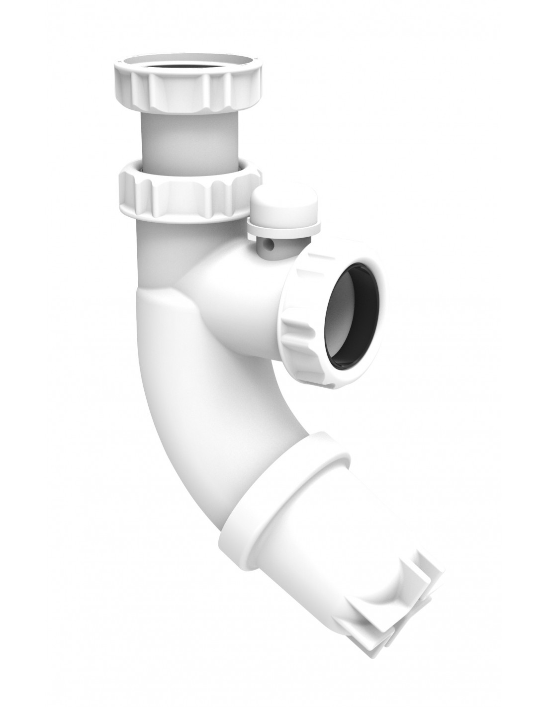 606000 001 00  Сифон для умывальника Siphoblic, регулируемый 49/74 мм, выход Д. 32 мм, шумозащитный клапан, белый Valentin Белый 
