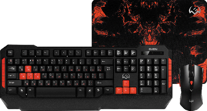 SV-018863 Игровой набор клавиатура+мышь+коврик gs-9000 (114кл.+6кл, 8 смен. кл.) Sven Santreyd 