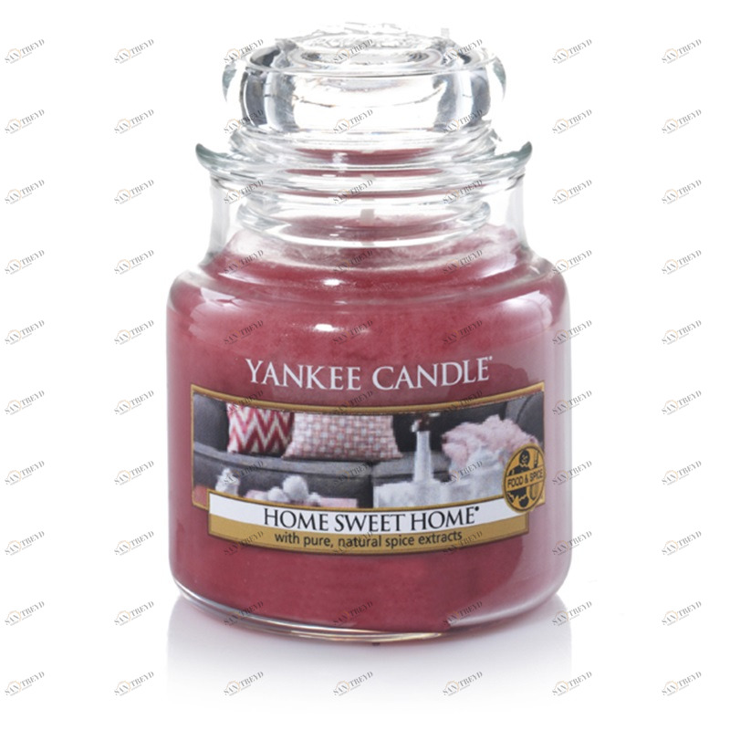 Свеча маленькая в стеклянной банке Дом милый дом Home sweet home 104гр 25-45 часов YANKEE CANDLE  267891 Красный 