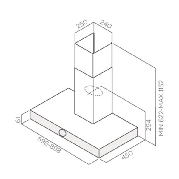 1106573 Вытяжка каминная Jetair TOUCH IX/A/90 серебристый STDN-0122256 - Вид №9