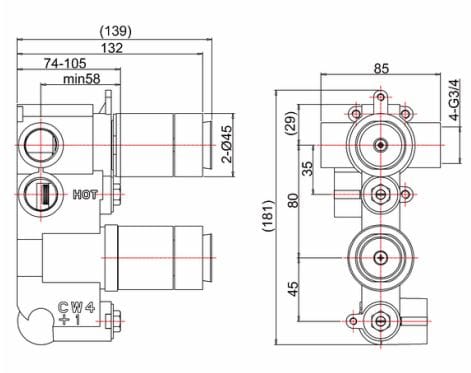 Термостатический смеситель для душа с 2 отверстиями CROSSWATER MPRO ARCH-00113063 - Вид №2