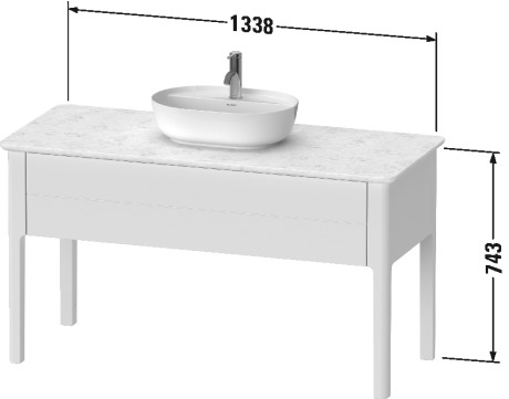 LU956109292 Тумбочка для консоли напольная Luv #LU9561 1338 x 570 мм Каменно-серый шелковисто-матовый лак Duravit - Вид №1