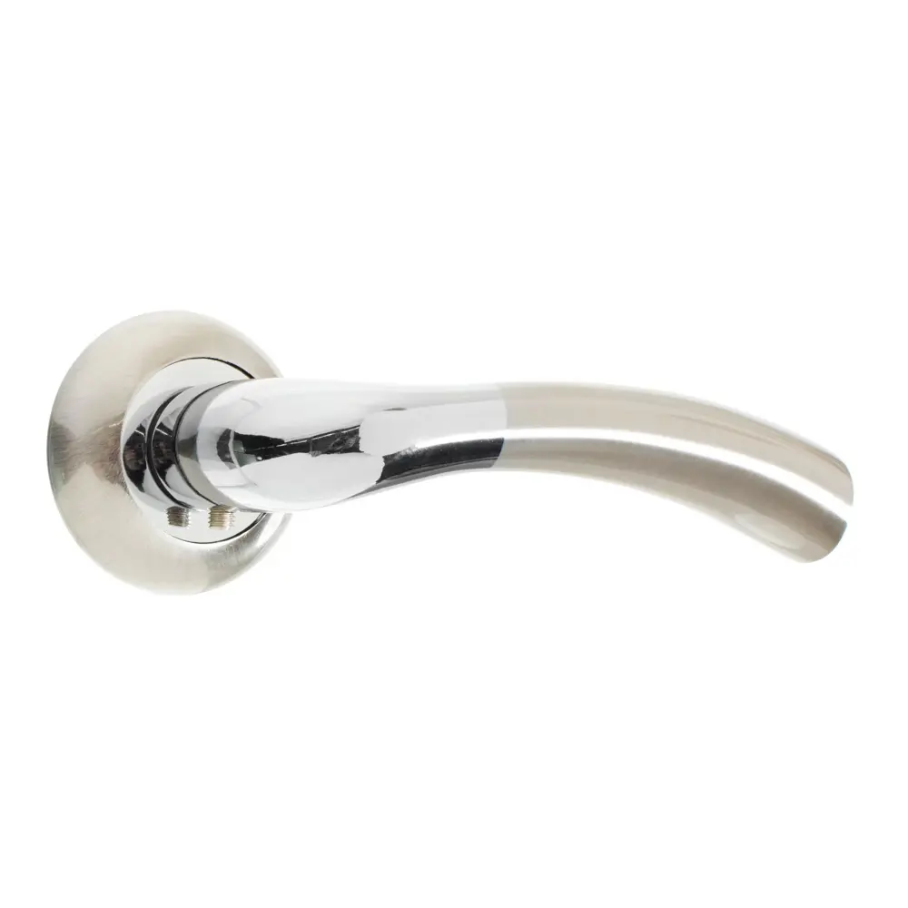 Ручки дверные на розетке Palladium A Brezza (20), алюминий, цвет матовый никель/гляневый хром STLM-2193676