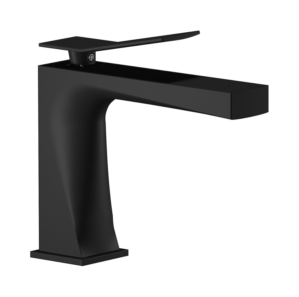 Смеситель для раковины на 1 отверстие в комплекте с донным клапаном WE ARE IB wa313cf Matt Black Wave