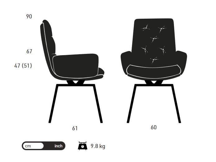 Мягкий стул с крестообразной рамой и подлокотниками KFF Arva Stitch ARCH-00146203 - Вид №5