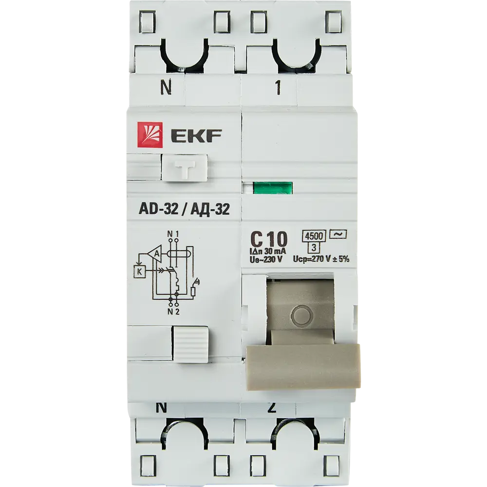 Дифференциальный автомат EKF АД-32 1P N C10 А 30 мА 4.5 кА АС STLM-2104102 - Вид №1