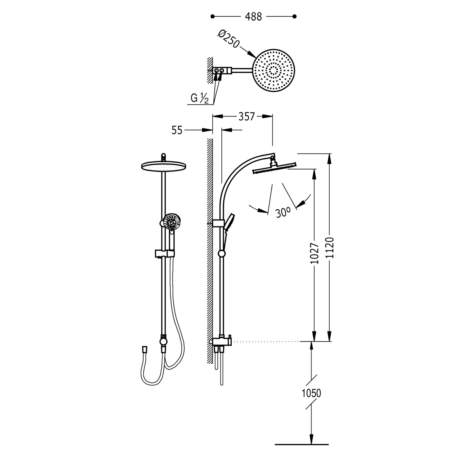 Душевой набор, регулируемый под любой тип крана-161476 TRES Showers - Вид №1