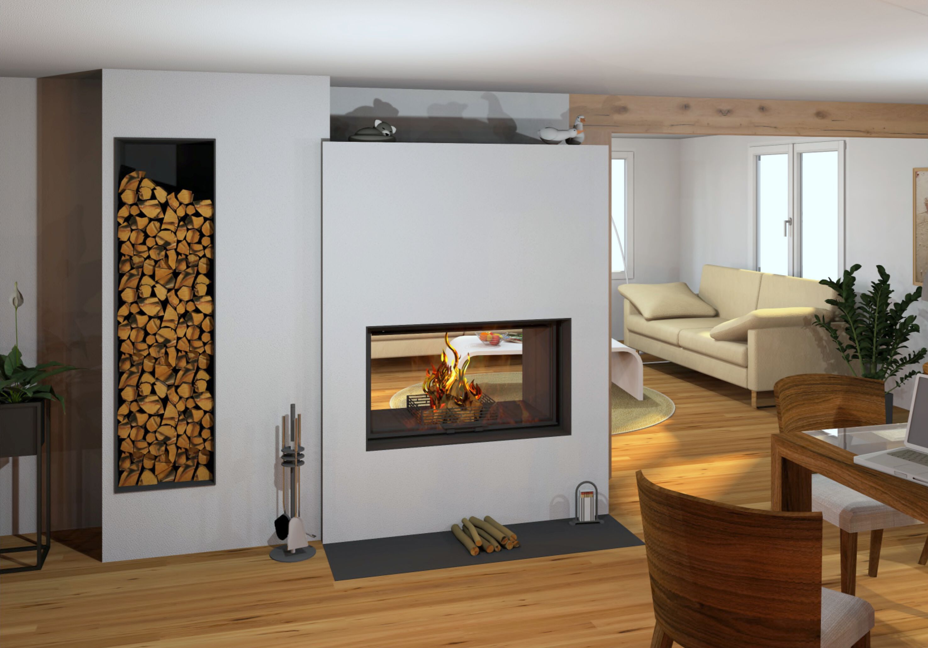 Двухсторонний дровяной камин с каталитическим фильтром RÜEGG Скрипка ARCH-00009231