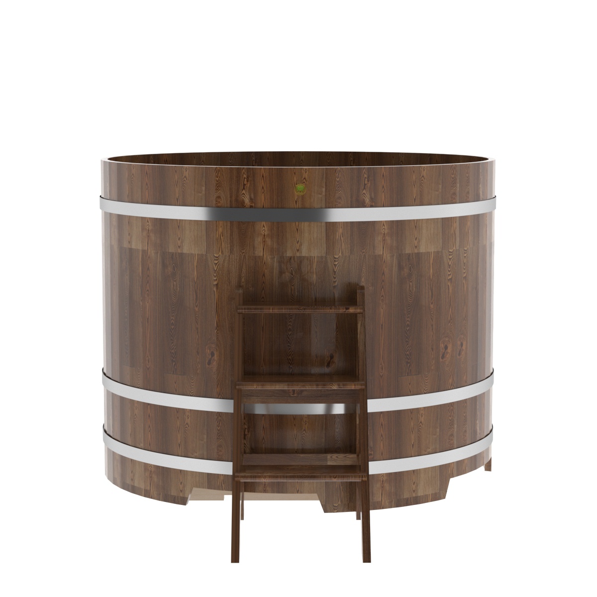 1524 Купель круглая из сращенных ламелей лиственницы d=1,50х1,2 морёная Alyarus  - Вид №3