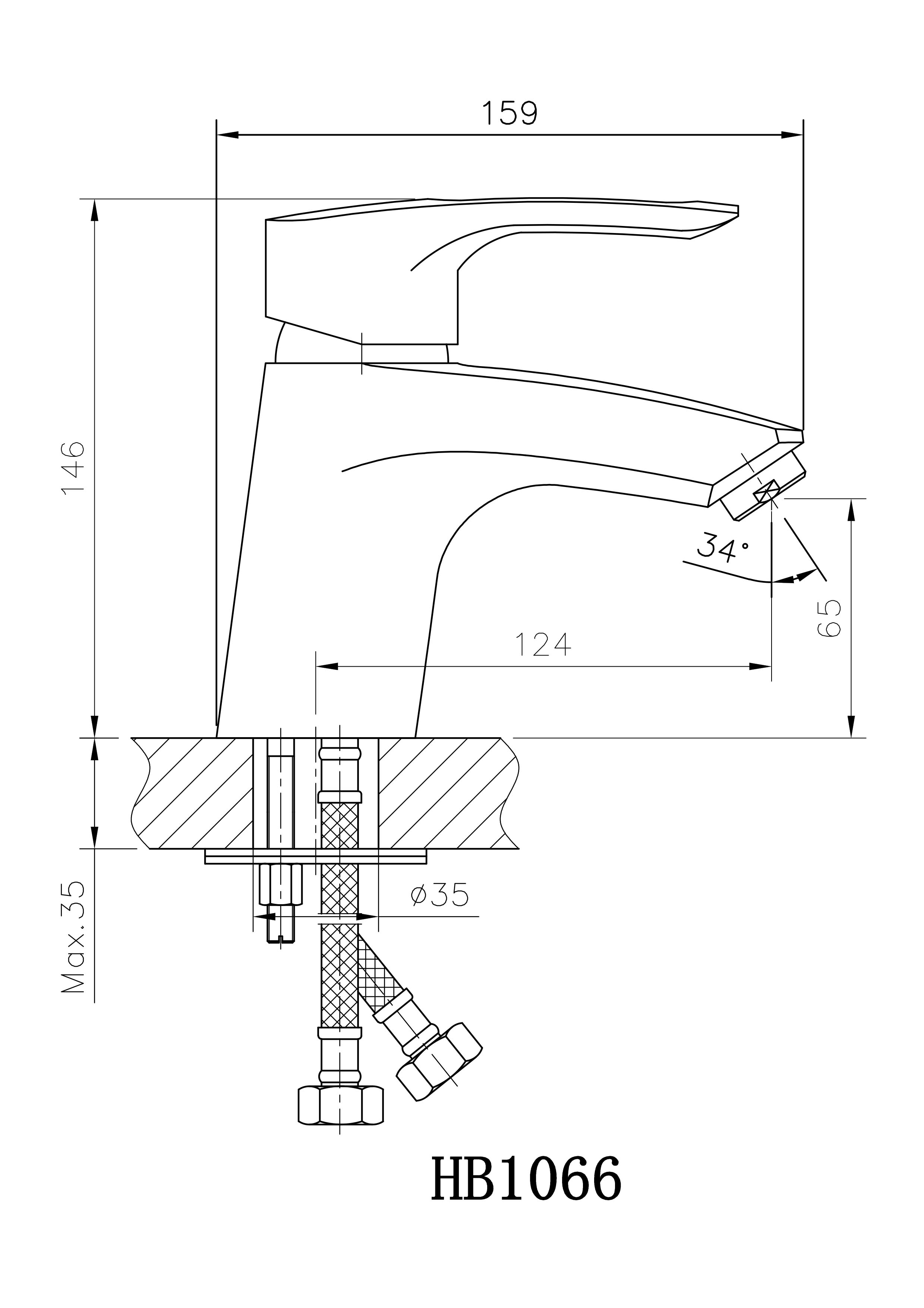 HB1066 Смеситель для раковины , хром Haiba  - Вид №2