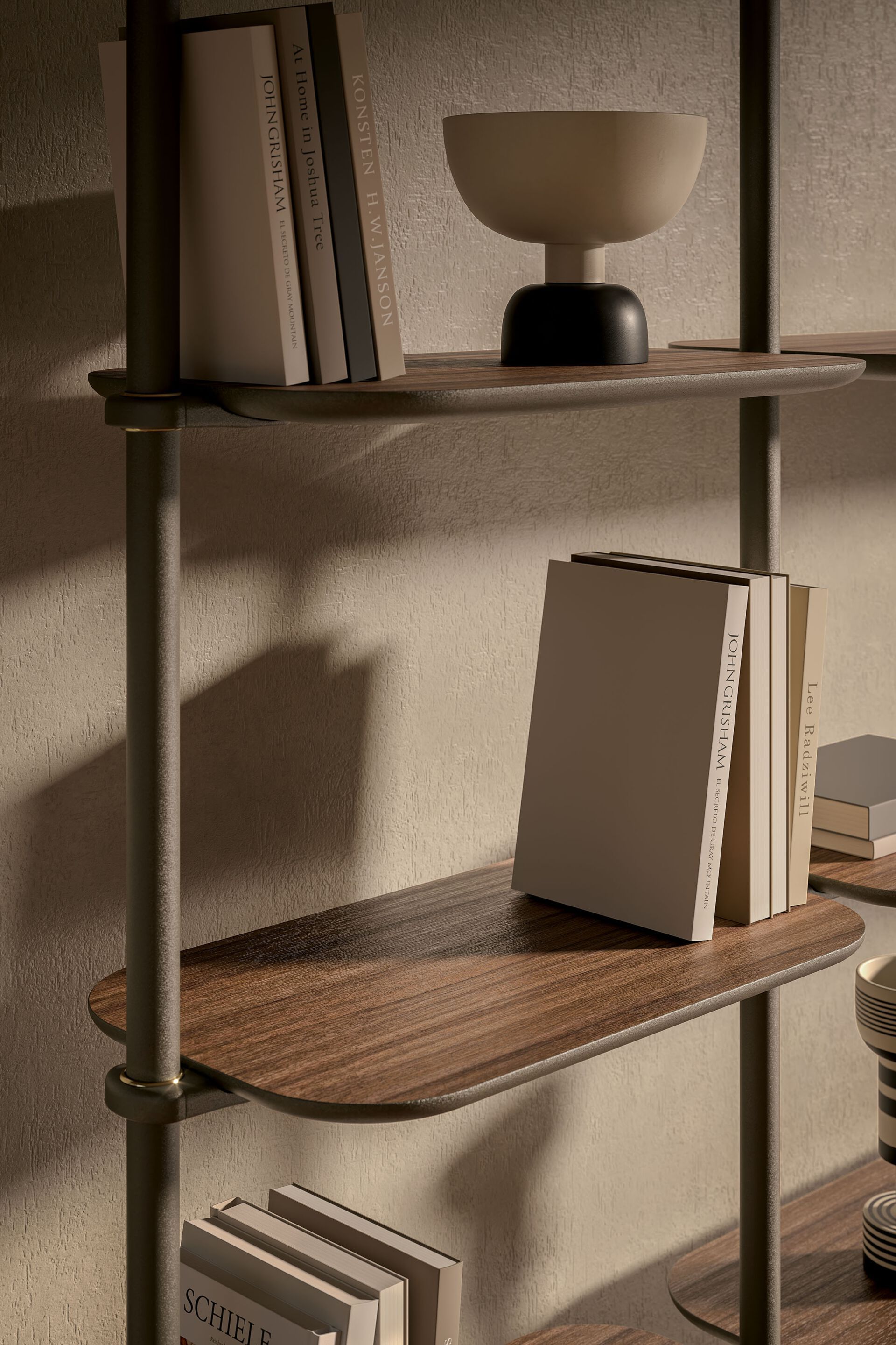 Модульный книжный шкаф из стали и дерева с креплением пол-потолок Cattelan italia HARBOUR ARCH-00063499 - Вид №6