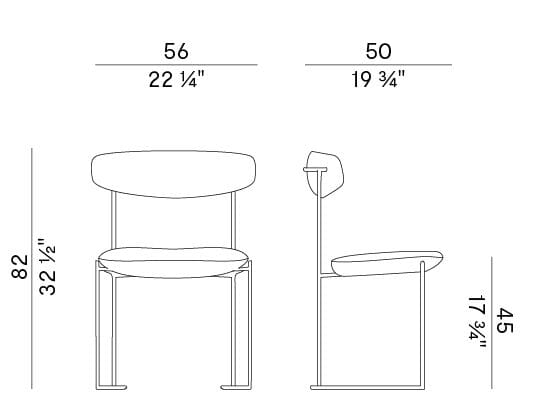 Стул для салазок со спинкой из ясеня и мягким сиденьем Potocco Keel ARCH-00099459