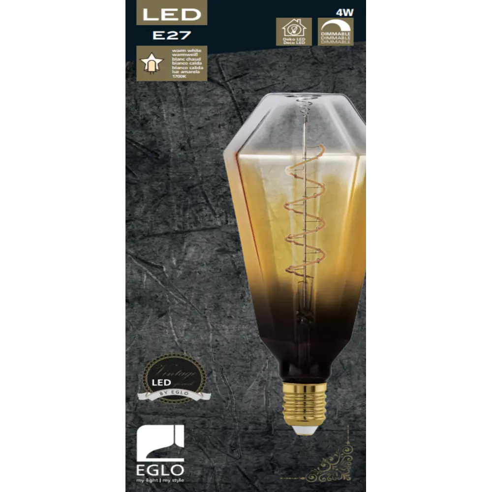 Лампа светодиодная Eglo T100 E27 220-240 В 4 Вт декоративная 120 лм теплый белый свет цвет коричневый 84851122 STLM-2163266  - Вид №1