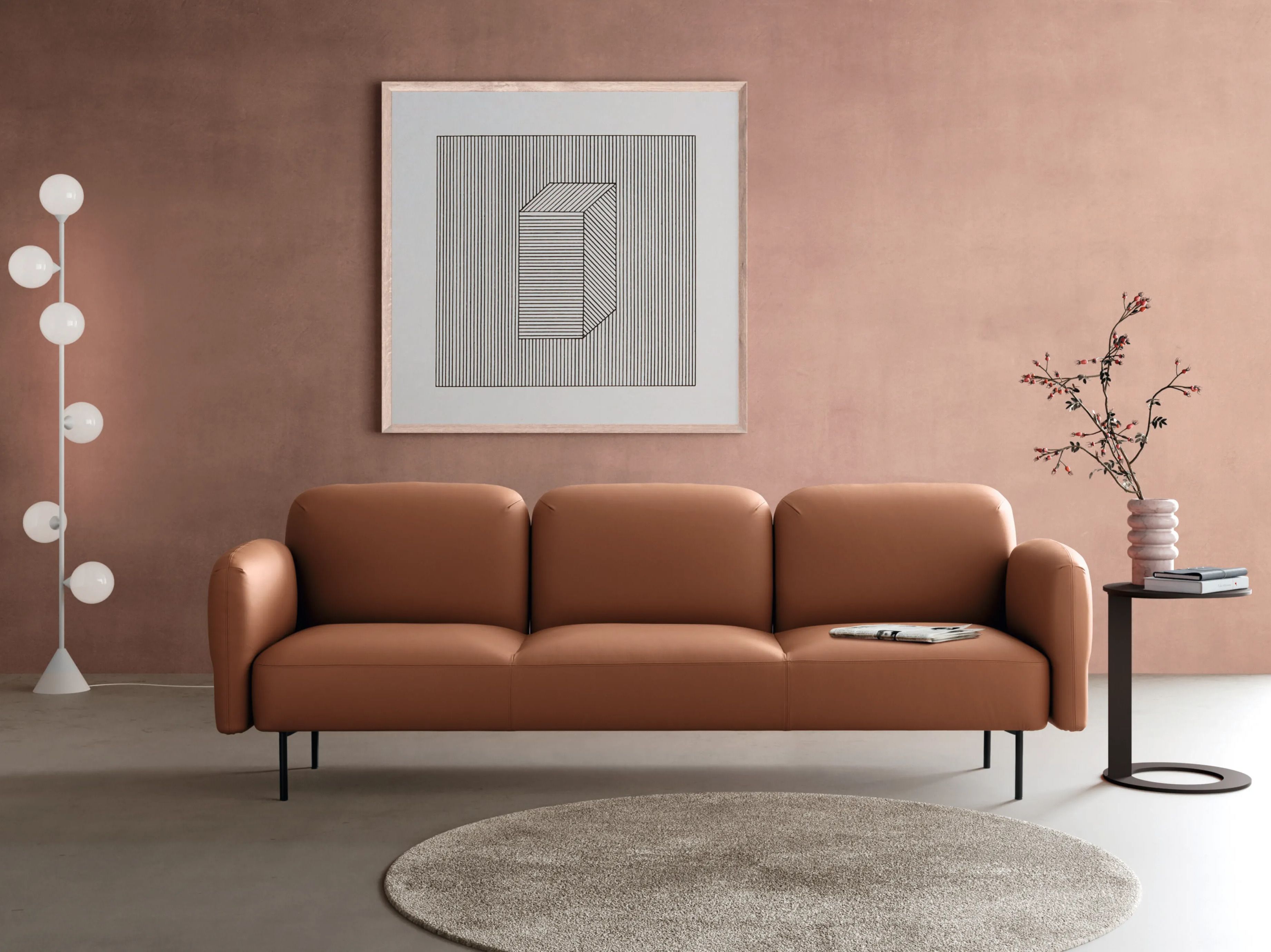 3-местный кожаный линейный диван Martex Bold ARCH-00081874