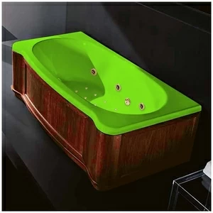 Ванна Gruppo treesse New Classic Young ATC-V674Q-SX-WO-SZ салатовая с золотой фурнитурой гидромассажем аэромассажем  и дезинфекцией прямоугольная левая дерево орех