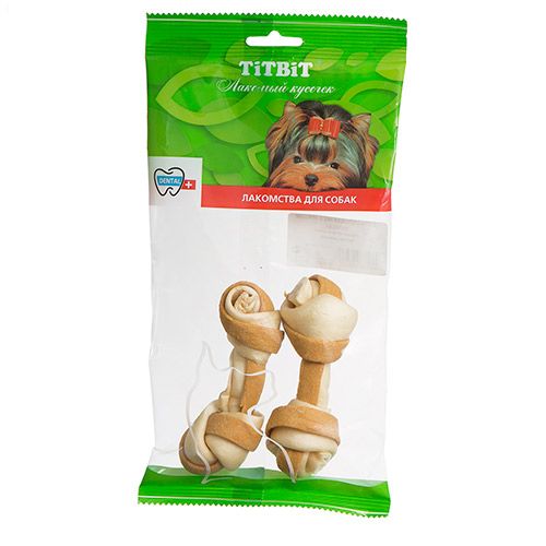 ПР0041103 Лакомство для собак Кость узловая №2 2шт с мясом курицы TITBIT 