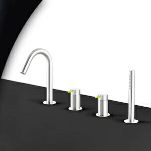 Смеситель для ванны глянцевая сталь с зеленой ручкой Toki Radomonte TKI16LCIL23