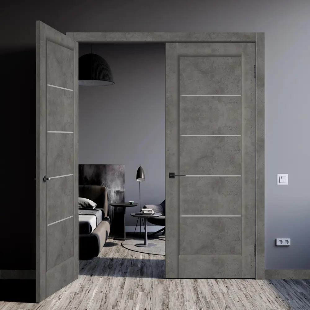 Комплект двери Сохо со стеклом 60x200 см ПВХ цвет лофт тёмный с добором 200 мм VELLDORIS STLM-2036178 - Вид №3