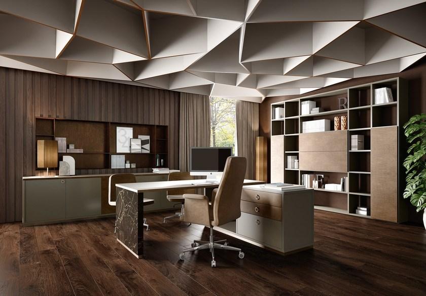 Caroti Низкая офисная мебель из лакированного дерева в современном стиле с распашными дверцами Concept 302 - Вид №3