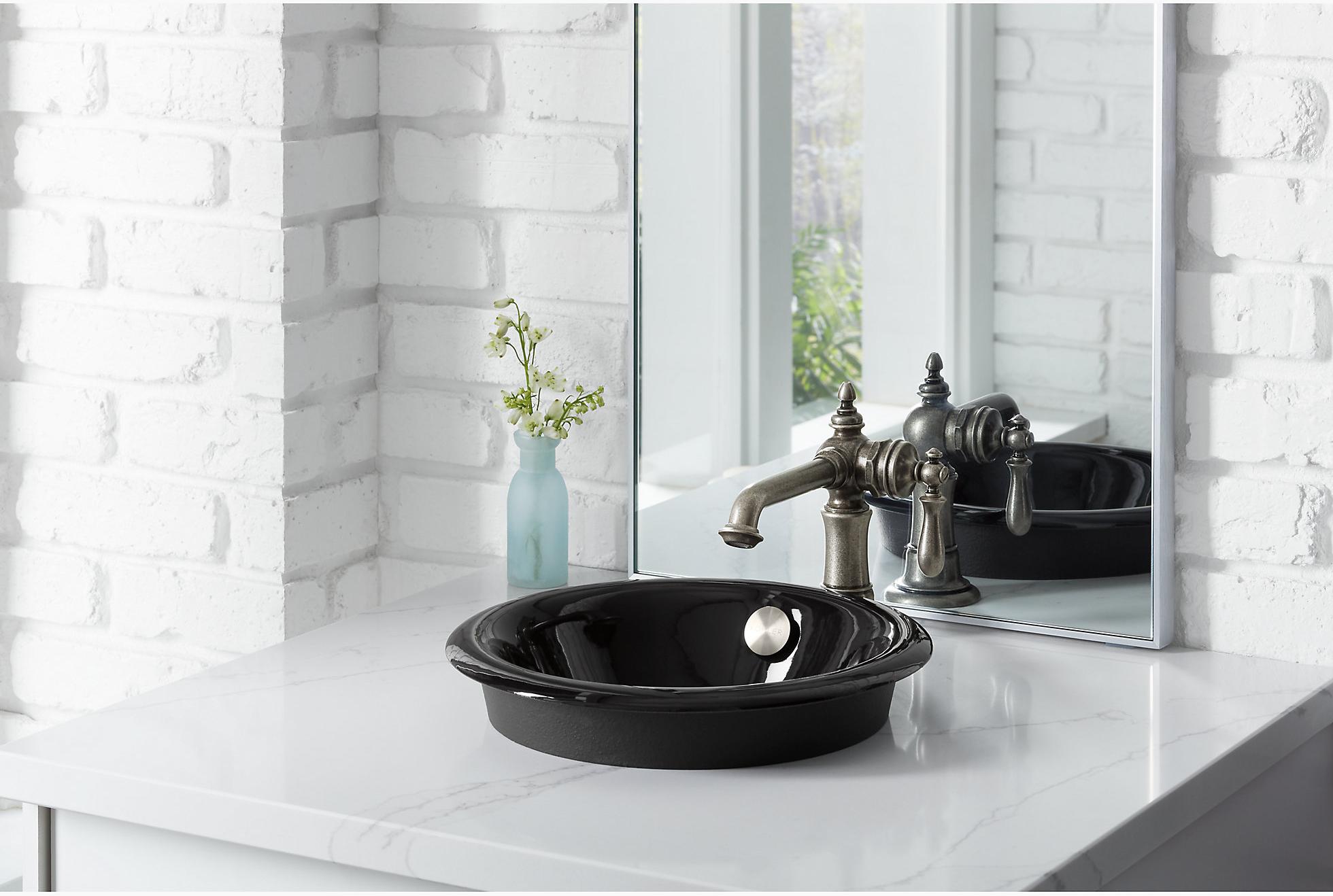 KOHLER Круглая встраиваемая раковина для ванной комнаты Iron Plains с краской Iron Black с нижней стороны K-20211-P5-FF  - Вид №4