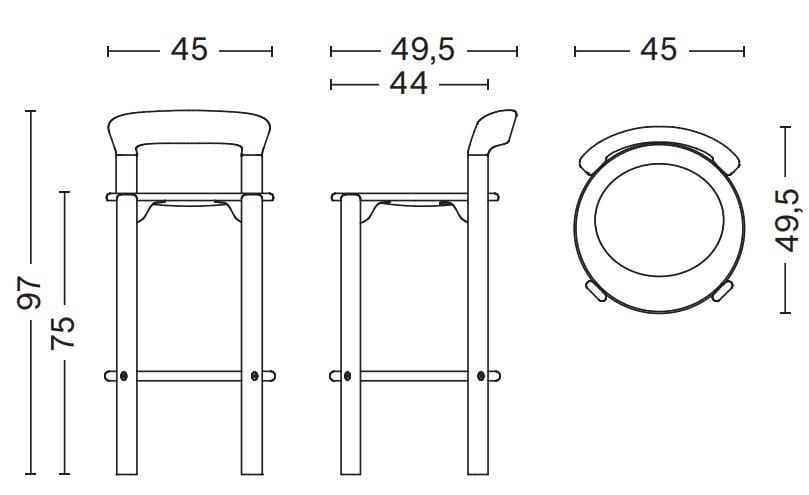 Высокий стул из бука с мягким сиденьем Hay Rey ARCH-00078935 - Вид №16