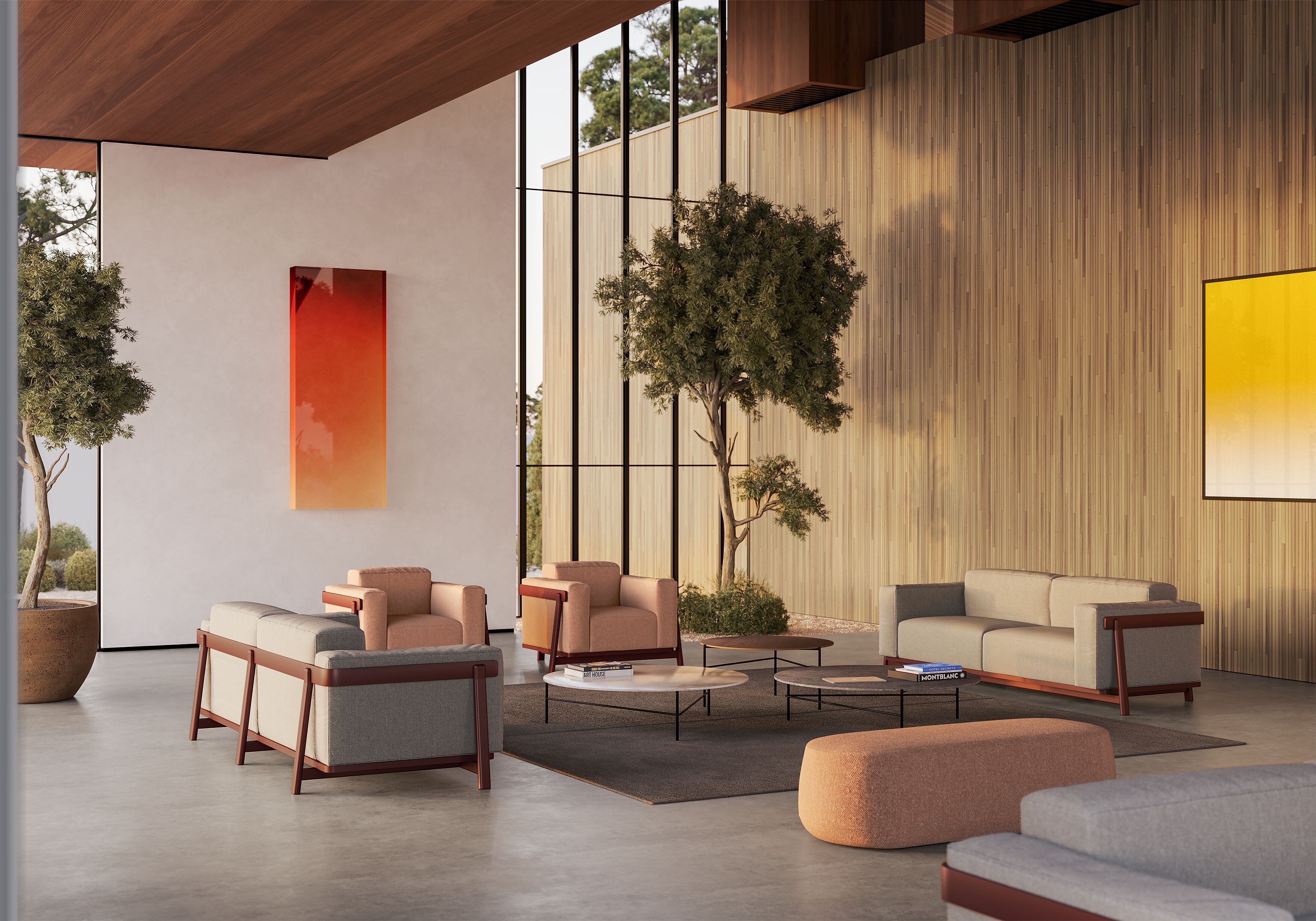 2-местный тканевый линейный диван Omelette Editions масала ARCH-00048101 - Вид №1