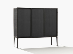 Деревянный и стеклянный шкаф с распашными дверцами