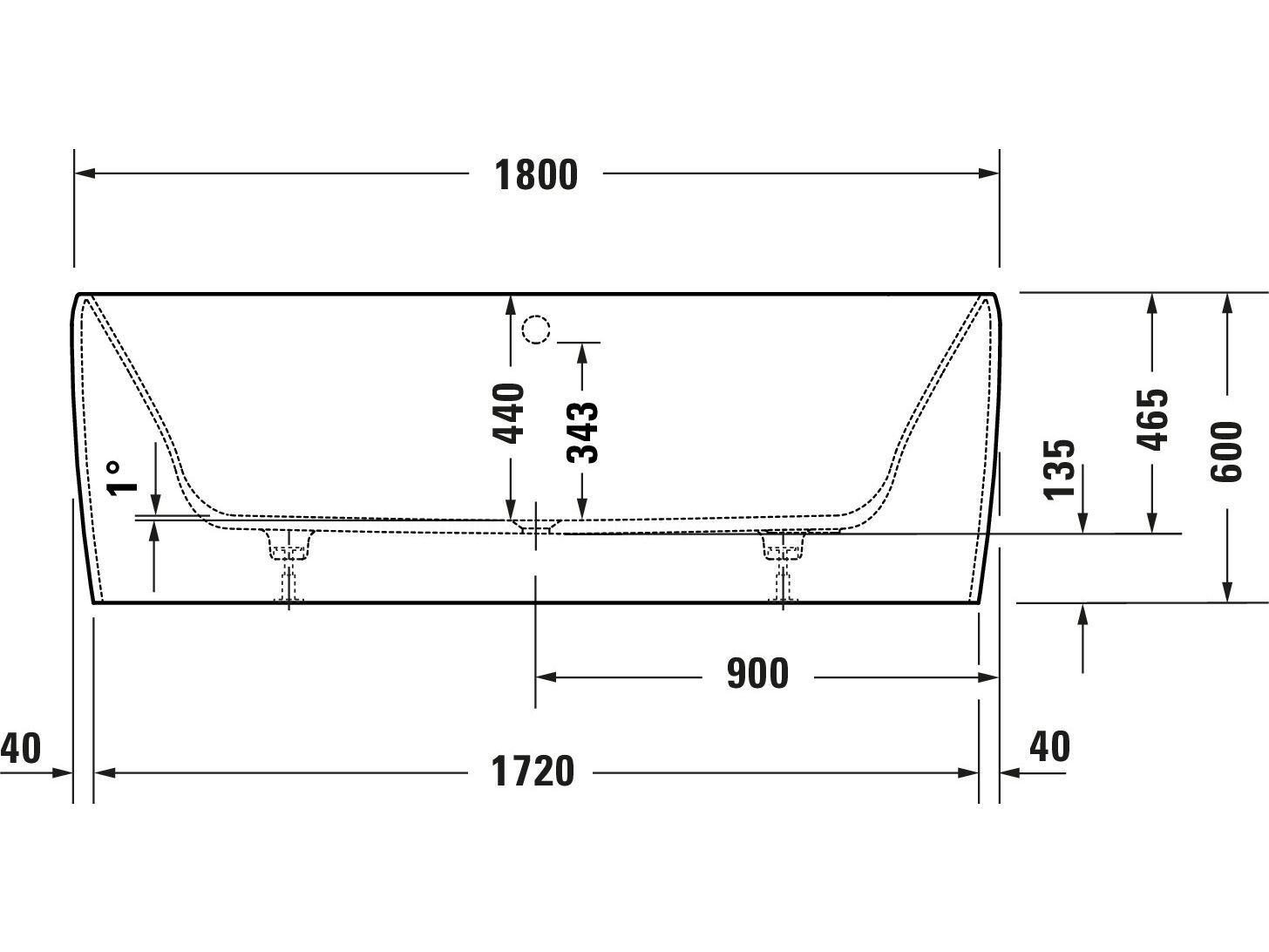 Встраиваемая полимерная прямоугольная ванна Duravit Qatego ARCH-00060493 - Вид №4