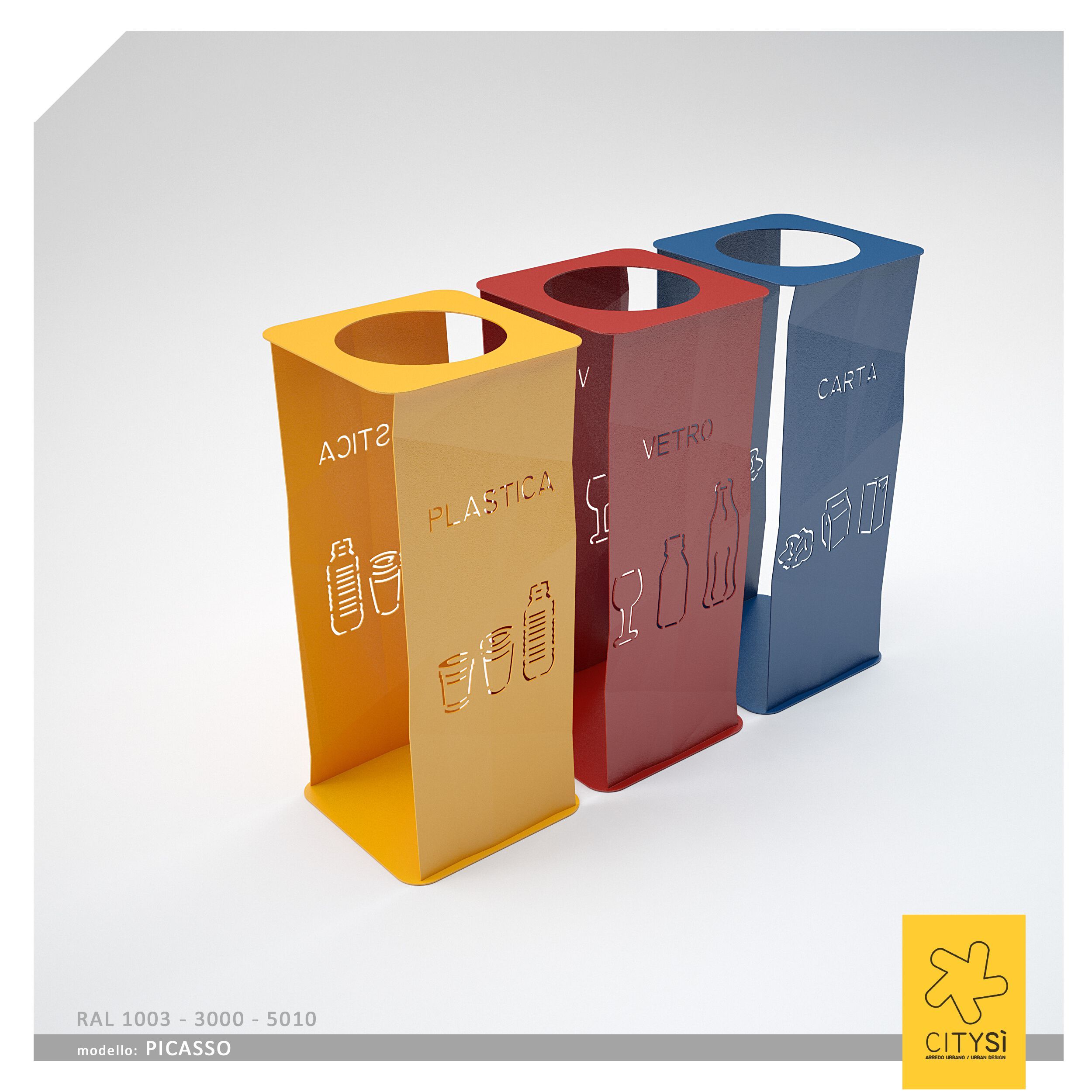 Наружная стальная стойка для мусора для утилизации отходов CITYSì PICASSO ARCH-00100130 - Вид №3